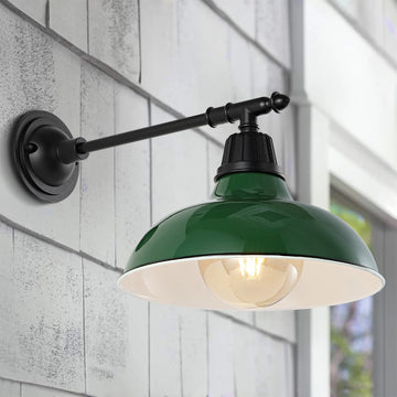 Wallace 12.25" Farmhouse Industrial Indoor/Outdoor Iron LED Victorian Arm Outdoor Sconce